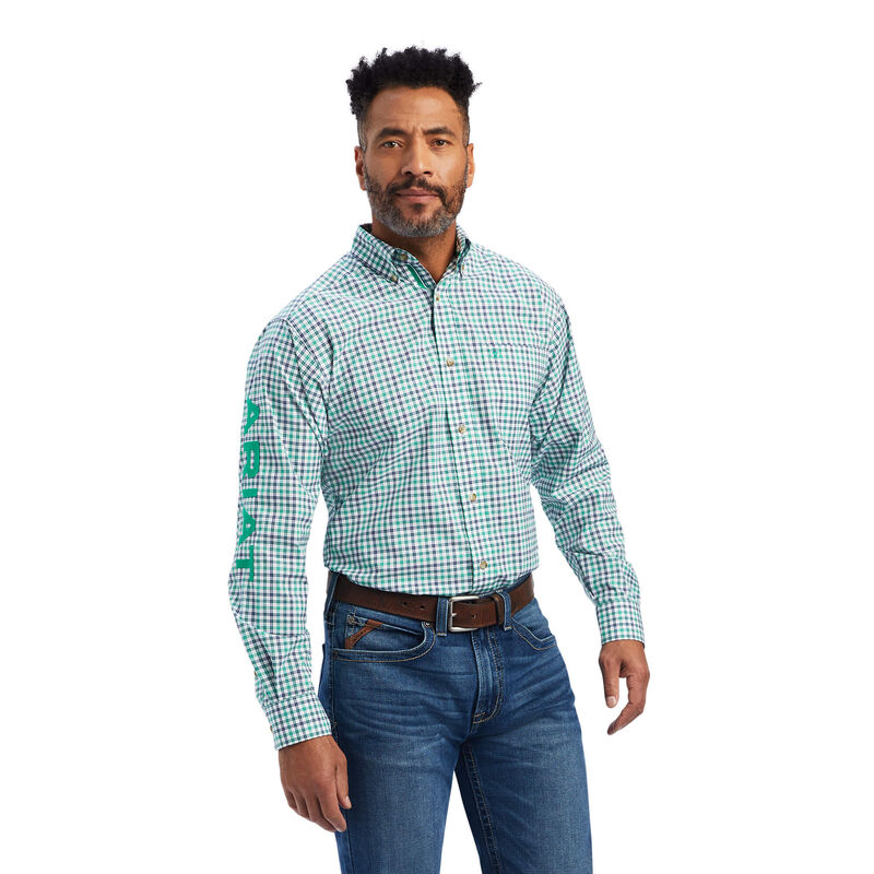 Camisas Ariat Pro Series Brodie Stretch Fitted Verde/Azules/Blancas Hombre - Chile 240-KOZWNT